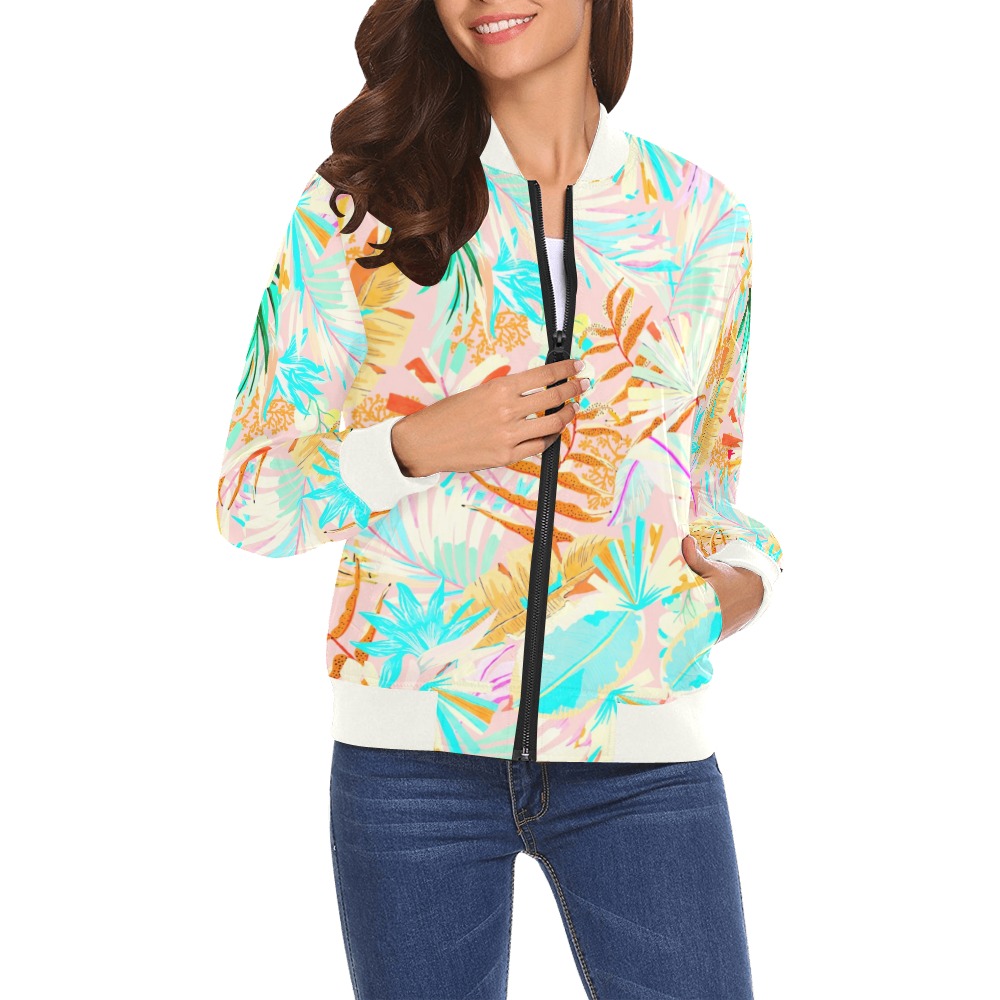 Summer Vibes Tropical  7YL All Over Print Bomber Jacket for Women (Model H19)