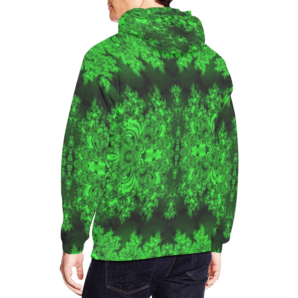 Frost on the Evergreens Fractal All Over Print Hoodie for Men (USA Size) (Model H13)