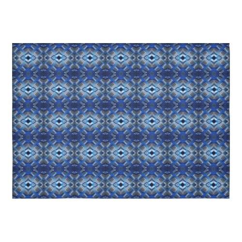 sky blue and dark blue repeating pattern Cotton Linen Tablecloth 60"x 84"
