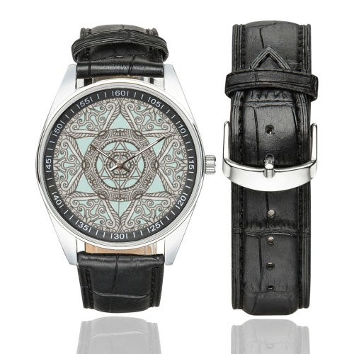 maguen mandala Men's Casual Leather Strap Watch(Model 211)