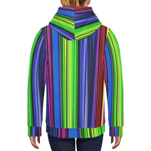 A Rainbow Of Stripes Women's Long Sleeve Fleece Hoodie (Model H55)