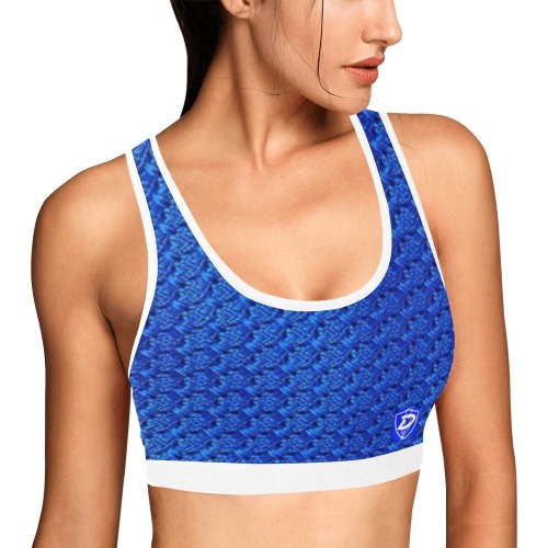 DIONIO Clothing - Women's Sports Bra (Blue Wavey Print) Women's All Over Print Sports Bra (Model T52)