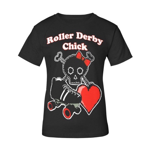 Roller Derby Chick (Red) Women's Raglan T-Shirt/Front Printing (Model T62)