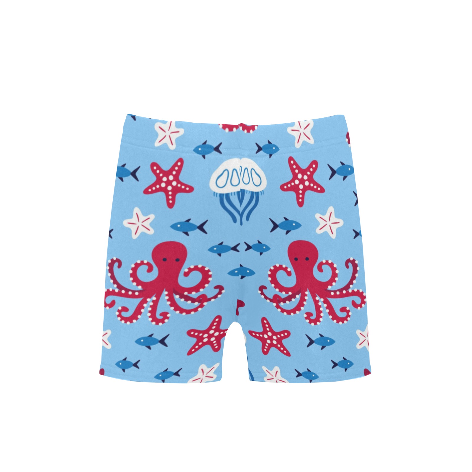 Octopus, jellyfish, starfish and fish Little Boys' Swimming Trunks (Model L57)
