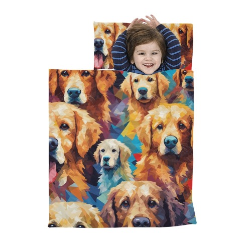 Texture of golden retriever dogs, digital art. Kids' Sleeping Bag