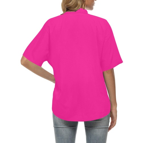 color deep pink All Over Print Hawaiian Shirt for Women (Model T58)