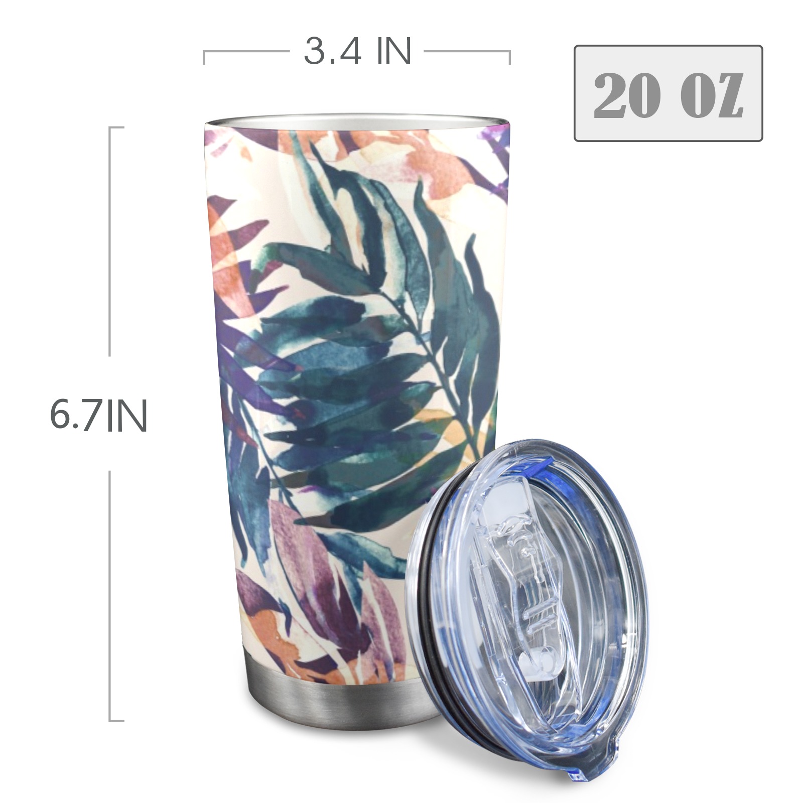 Abstract palms leaf colorful paint-6 20oz Mobile Tumbler with Clear Slide Lid