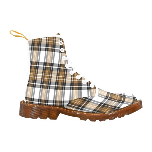 Brown Black Plaid Martin Boots For Women Model 1203H