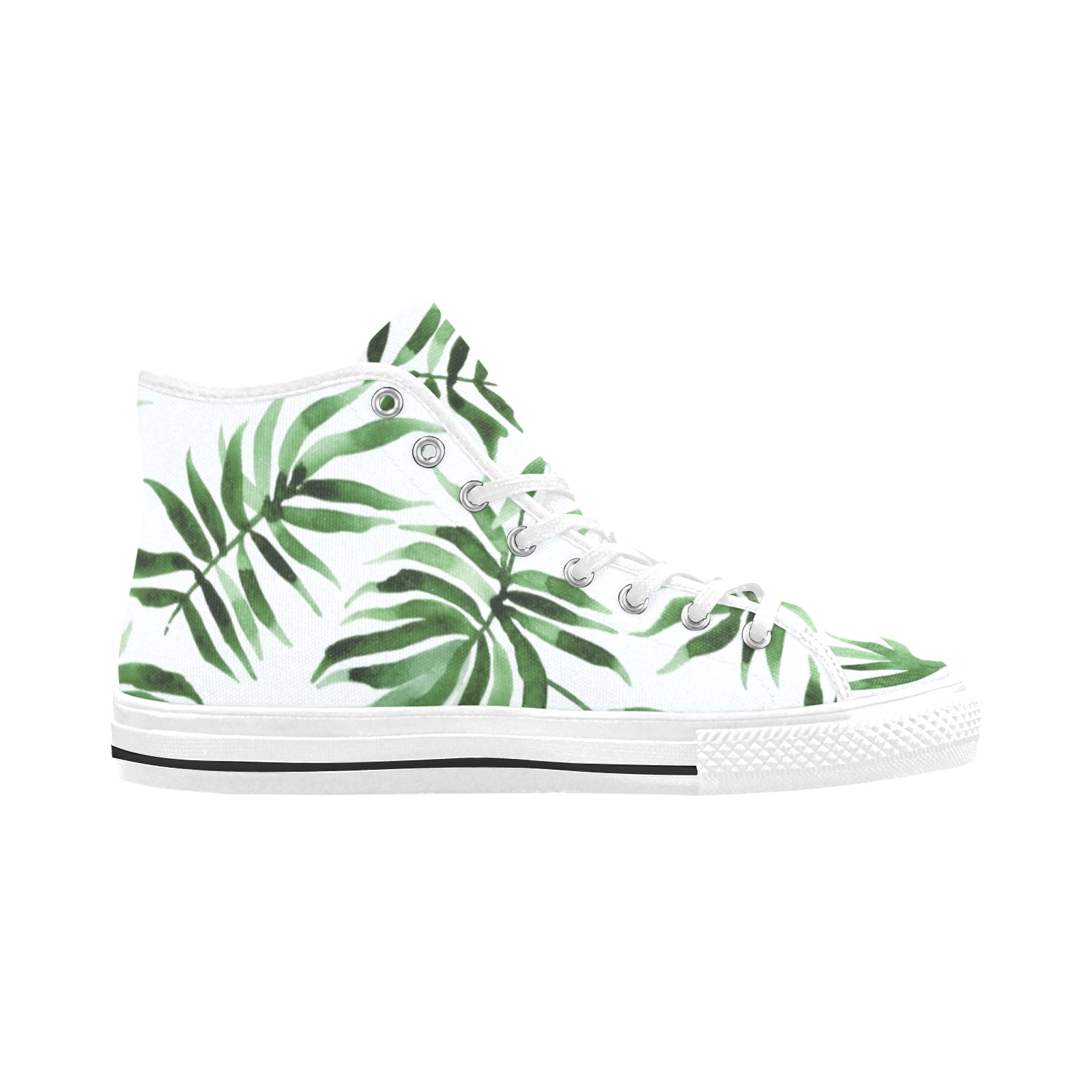Watercolor_green_leaf Vancouver H Women's Canvas Shoes (1013-1)