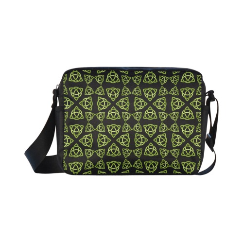 Green Triquetra Pattern Classic Cross-body Nylon Bags (Model 1632)