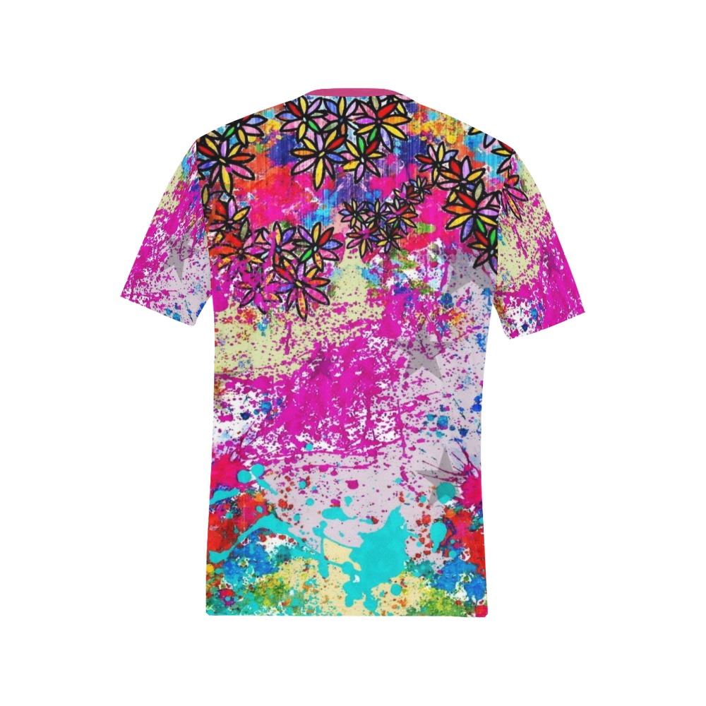 Flower Spring by Nico Bielow Men's All Over Print T-Shirt (Solid Color Neck) (Model T63)