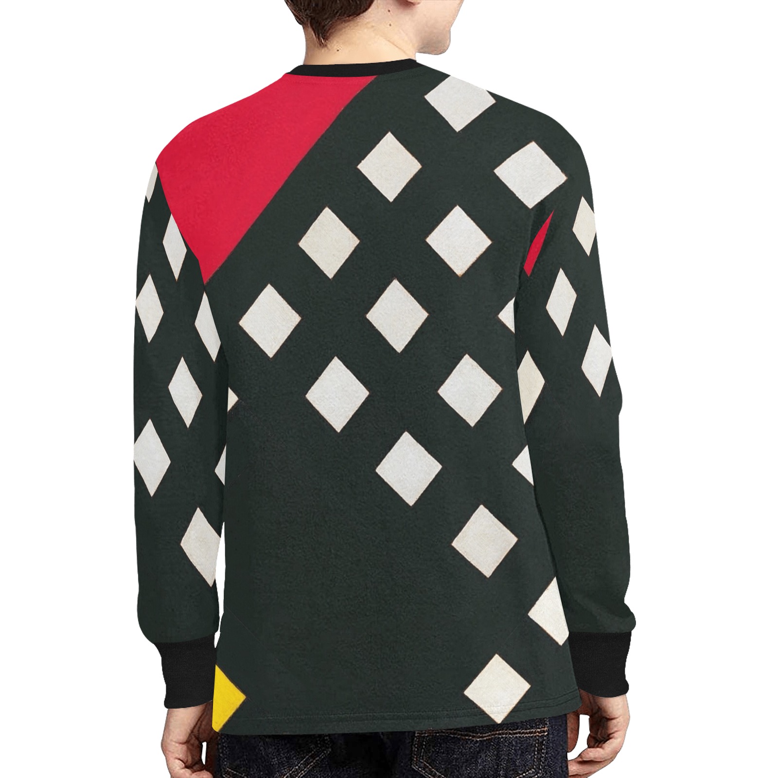 Counter-composition XV by Theo van Doesburg- Kids' Rib Cuff Long Sleeve T-shirt (Model T64)