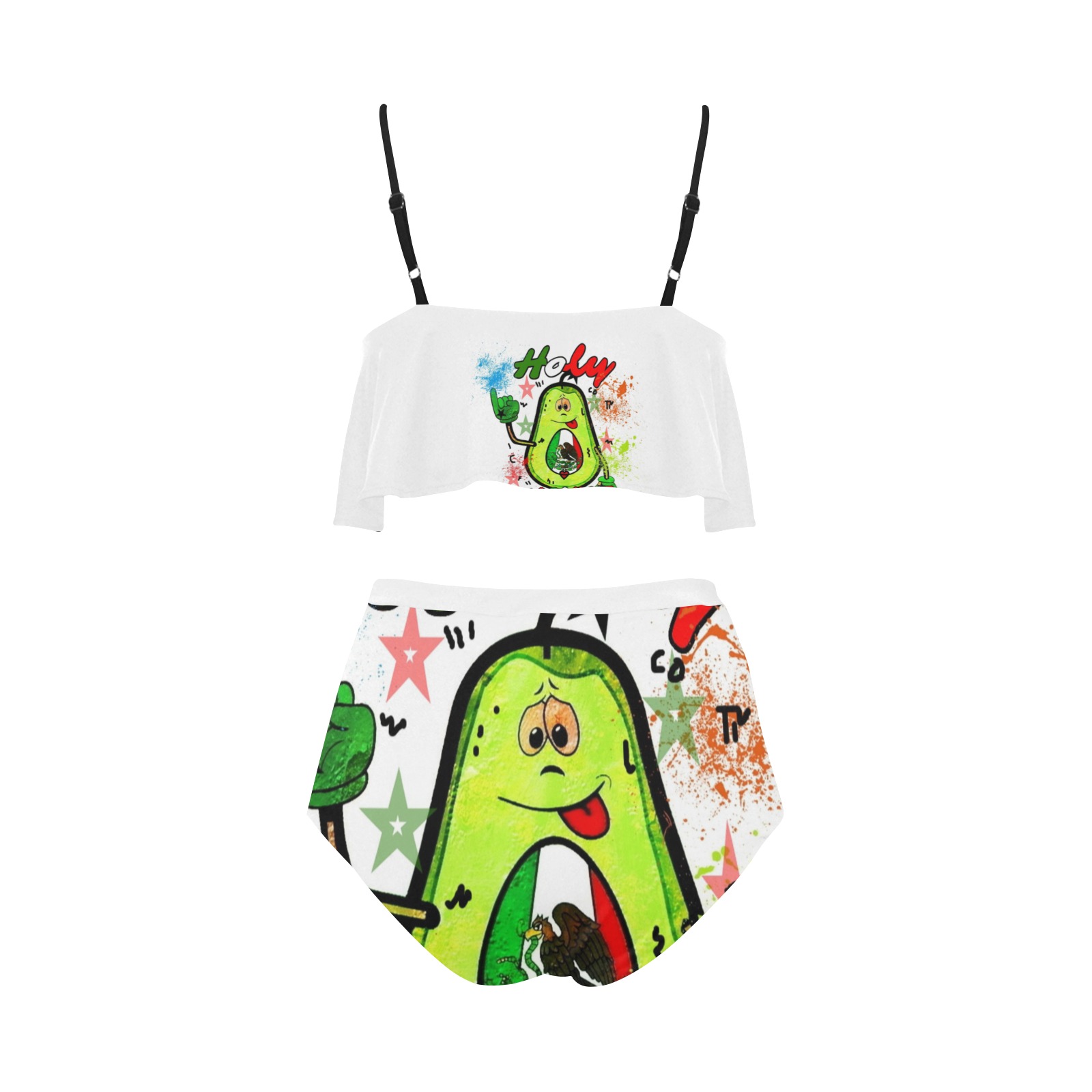 Holy Guacamole by Nico Bielow High Waisted Ruffle Bikini Set (Model S13)
