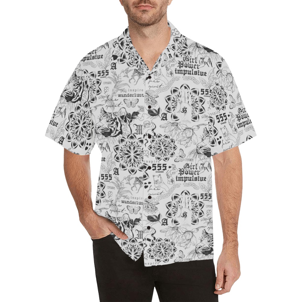 Inspirational tattoo pattern Hawaiian Shirt (Model T58)