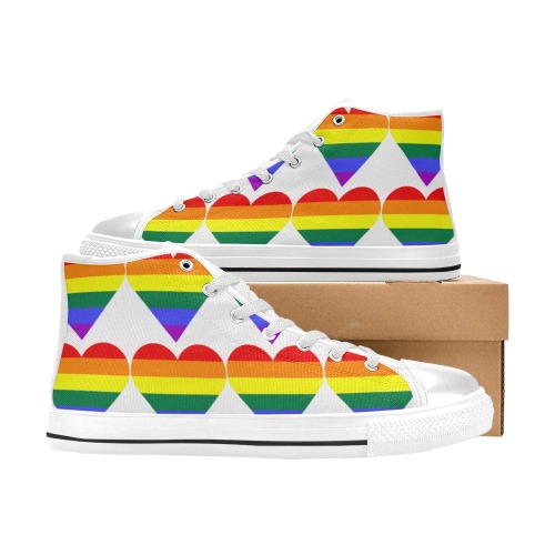 Rainbow hearts Men’s Classic High Top Canvas Shoes (Model 017)