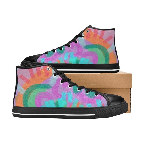 Original Abstract Art for Your Feet Women's Classic High Top Canvas Shoes (Model 017)