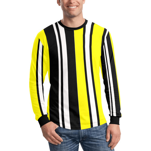 by stripes Men's All Over Print Long Sleeve T-shirt (Model T51)