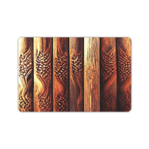 Aztec pattern on wood 2 Doormat 24"x16" (Black Base)