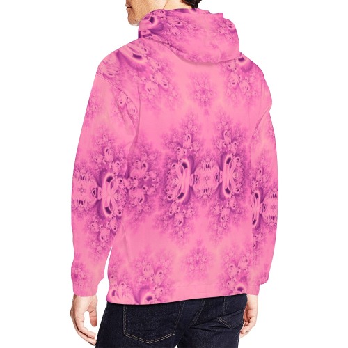 Pink Morning Frost Fractal All Over Print Hoodie for Men (USA Size) (Model H13)