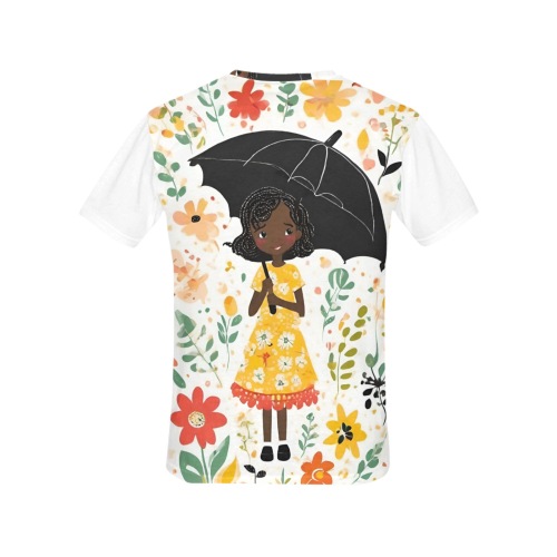 Girl with Umbrella tshirt All Over Print T-Shirt for Women (USA Size) (Model T40)