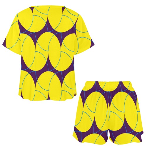 Geo Modern Pattern 45W Women's Mid-Length Shorts Pajama Set