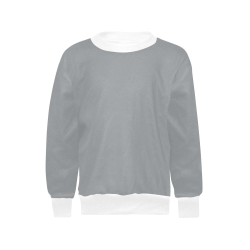 Ultimate Gray Girls' All Over Print Crew Neck Sweater (Model H49)