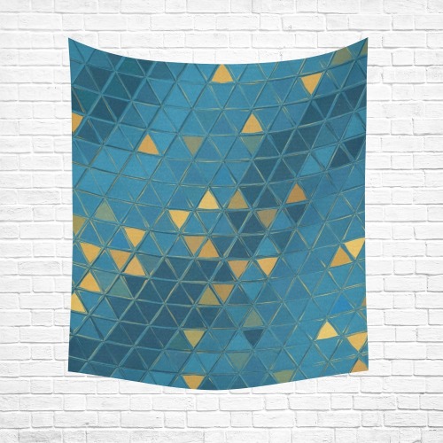 mosaic triangle 6 Cotton Linen Wall Tapestry 51"x 60"