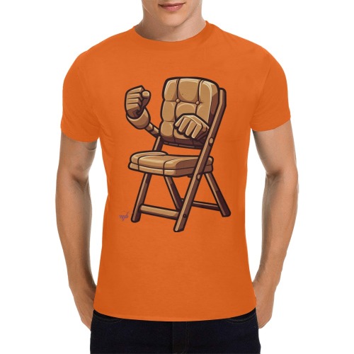 "The Gump" Folding Chair T-shirt for Men (Orange) Men's T-Shirt in USA Size (Front Printing Only)