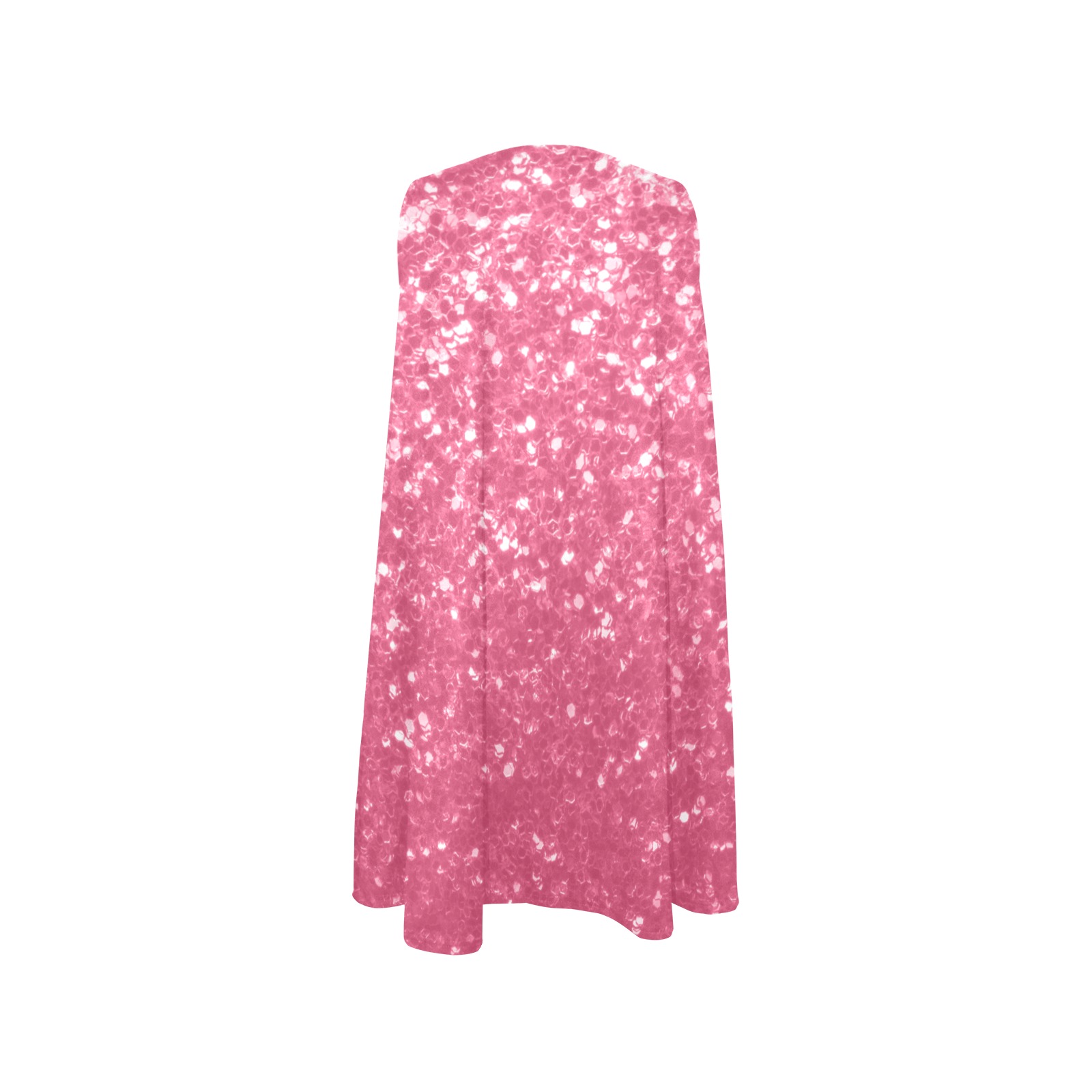 Magenta light pink red faux sparkles glitter Sleeveless A-Line Pocket Dress (Model D57)