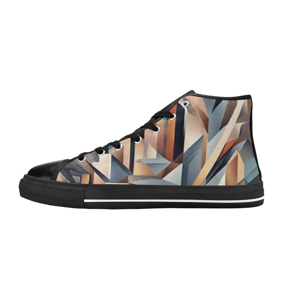 Irregular pattern of geometric shapes abstract art Women's Classic High Top Canvas Shoes (Model 017)