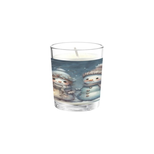Snowman Couple Transparent Candle Cup (Jasmine)