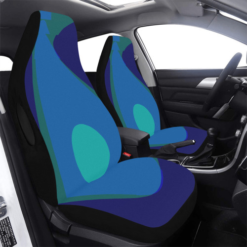 Dimensional Blue Abstract 915 Car Seat Cover Airbag Compatible (Set of 2)