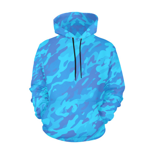 Modern Blue River Fashion Camo All Over Print Hoodie for Women (USA Size) (Model H13)