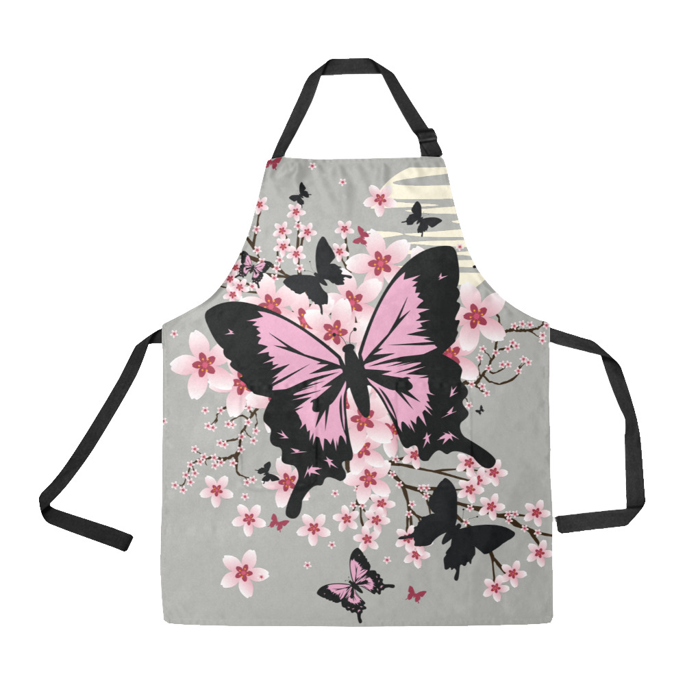 Cherry Blossom Butterflies All Over Print Apron