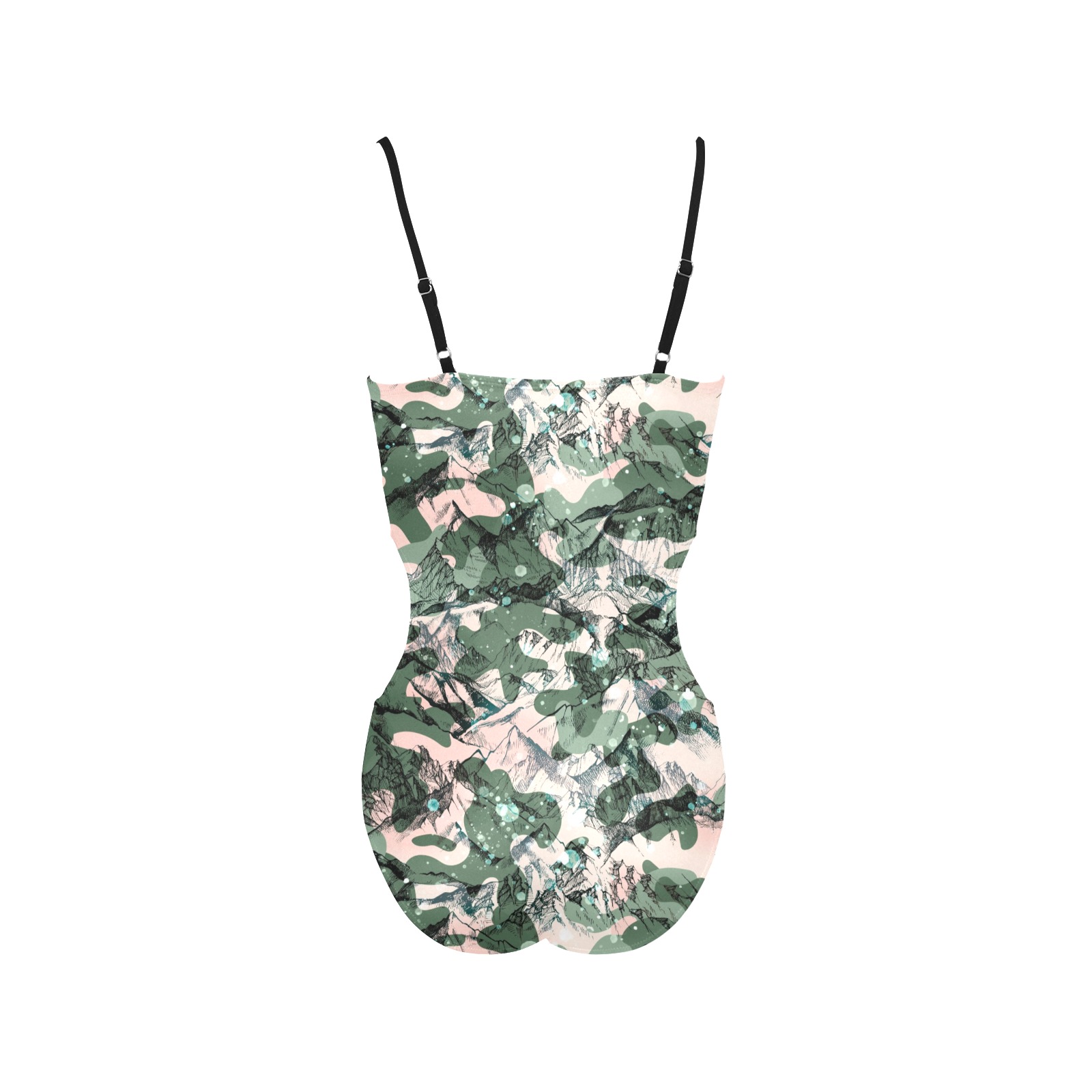 Modern camo mountains 23 Spaghetti Strap Cut Out Sides Swimsuit (Model S28)