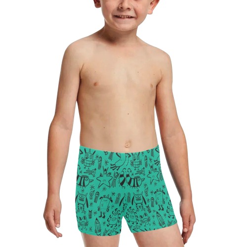 PATTERN MOSTRINI verde Little Boys' Swimming Trunks (Model L57)
