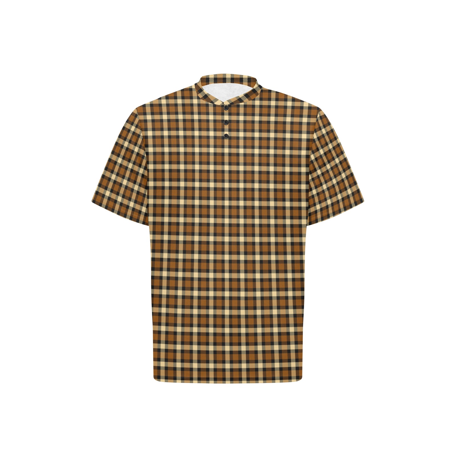 Autumn Brown Beige Plaid Men's Henley T-Shirt (Model T75)