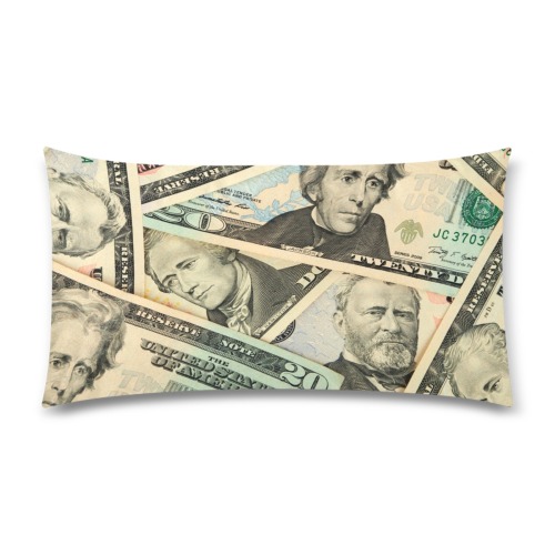 US PAPER CURRENCY Rectangle Pillow Case 20"x36"(Twin Sides)