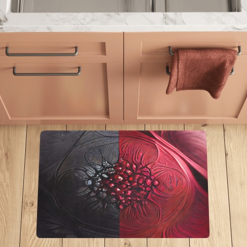 red and black shield Kitchen Mat 32"x20"