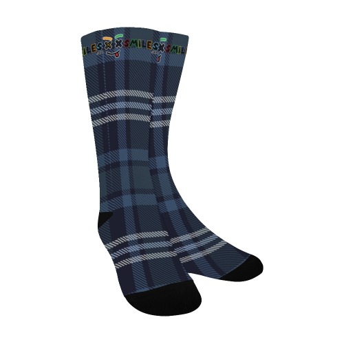 XXsmiles Blue Plaid Sock Men's Custom Socks