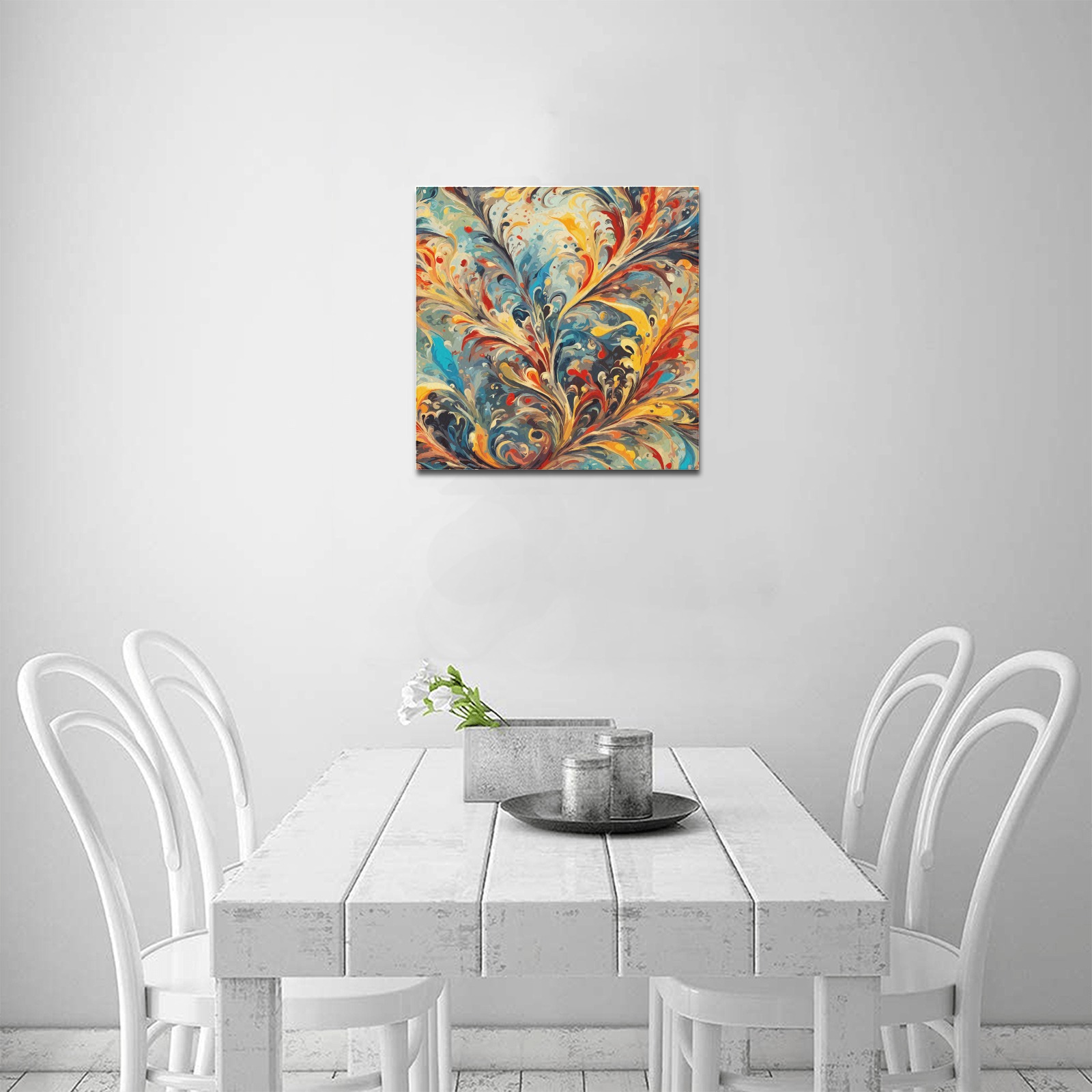 Stunning abstract floral ornament. Colorful art. Upgraded Canvas Print 16"x16"