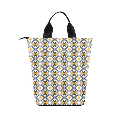 Retro Angles Abstract Geometric Pattern Nylon Lunch Tote Bag (Model 1670)