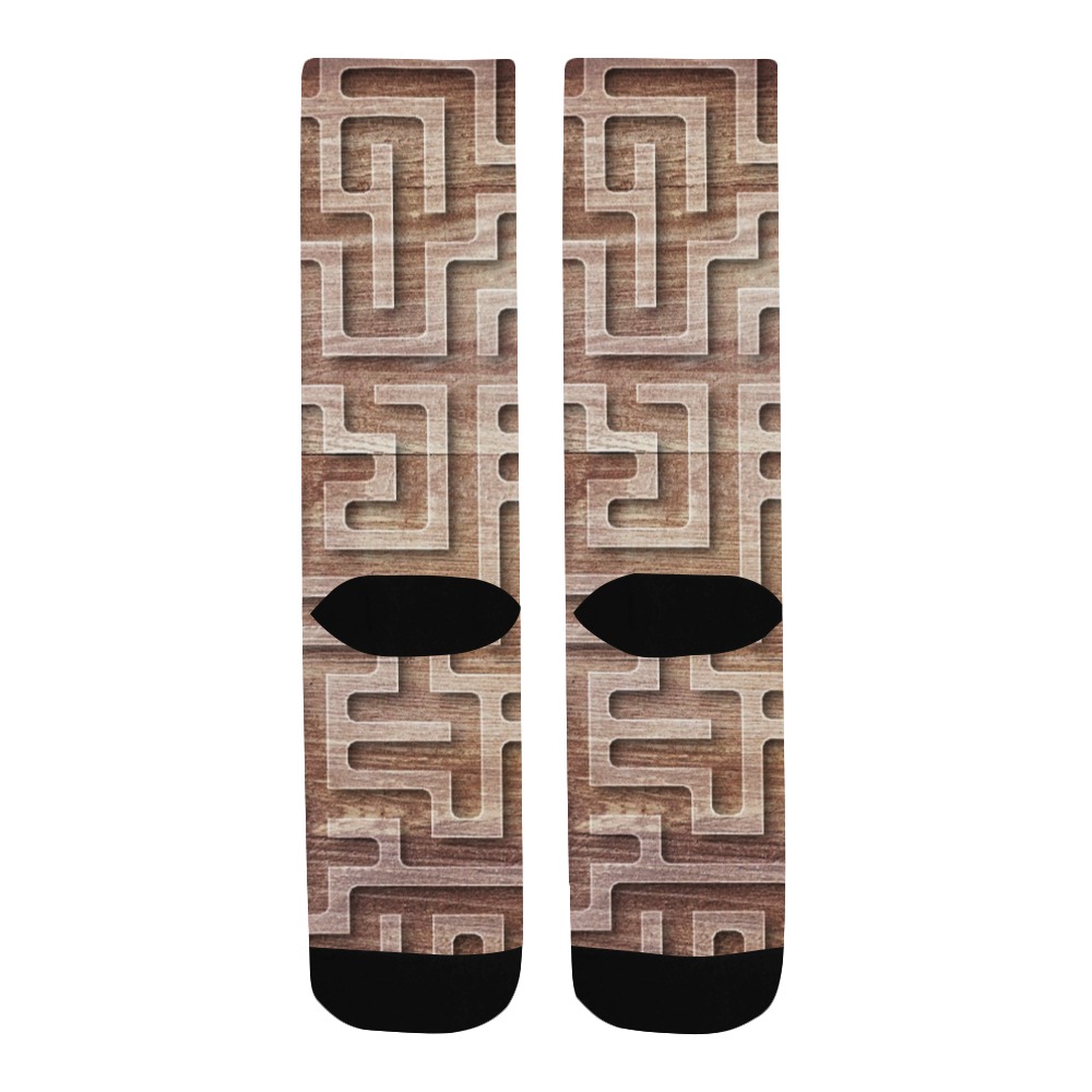 Wooden Maze Men's Custom Socks