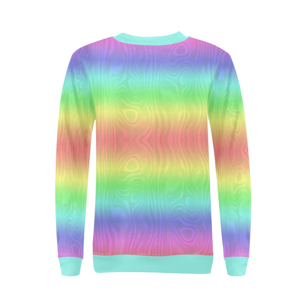 Groovy Pastel Rainbows All Over Print Crewneck Sweatshirt for Women (Model H18)