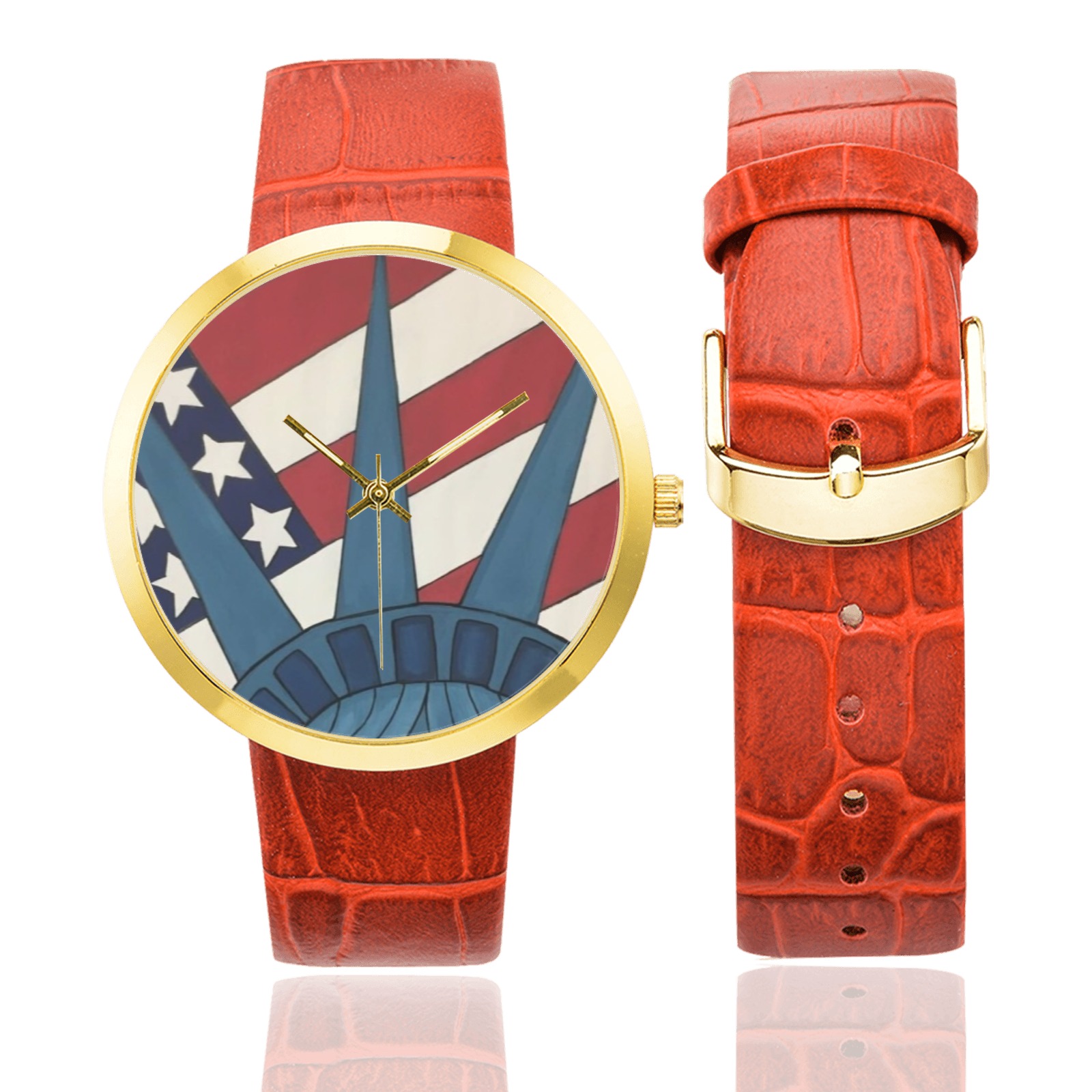Liberty 2021 Women's Golden Leather Strap Watch(Model 212)