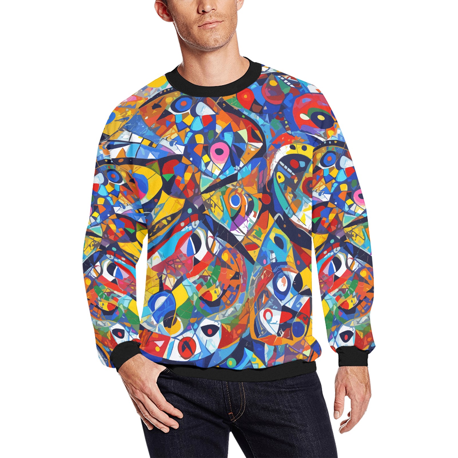 Chic colorful abstract pattern. Contemporary art. Men's Oversized Fleece Crew Sweatshirt (Model H18)