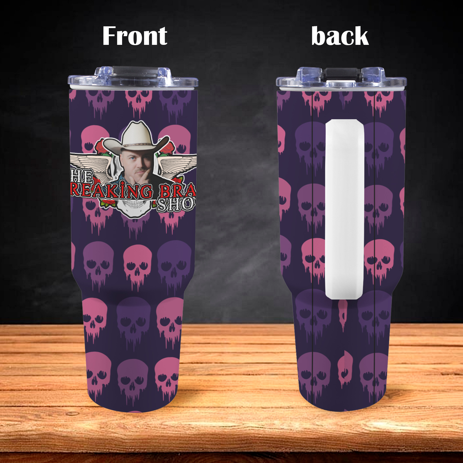 PINK AND PURPLE SKULL 40oz Tumbler with Handle