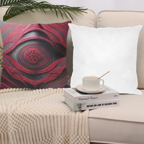 red circular pattern Linen Zippered Pillowcase 18"x18"(One Side&Pack of 2)