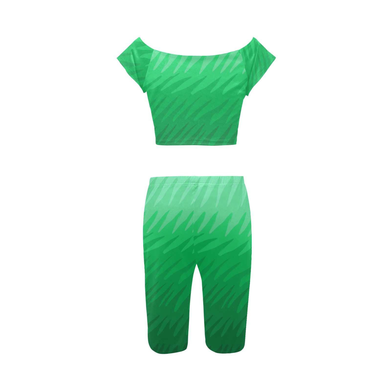 green wavespike Women's Crop Top Yoga Set