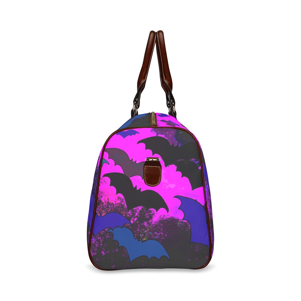 Bats In Flight Pink Waterproof Travel Bag/Small (Model 1639)